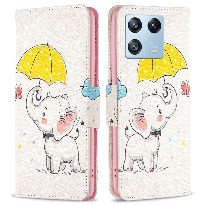 Custodia in pelle Xiaomi 13 Pro Ombrello Farfalla