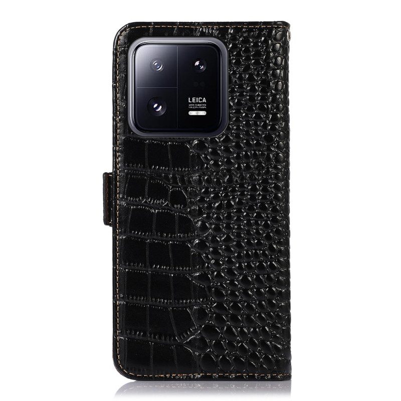 Custodia in pelle Xiaomi 13 Pro Rfid Stile Coccodrillo