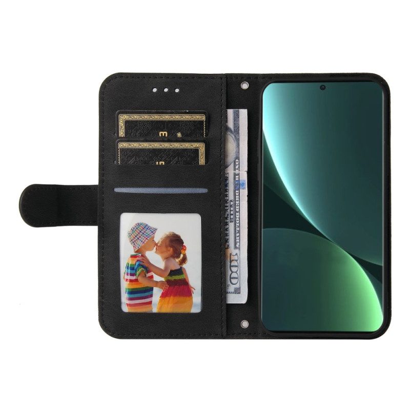 Custodia in pelle Xiaomi 13 Pro Stile In Pelle Con Rivetto Decorativo