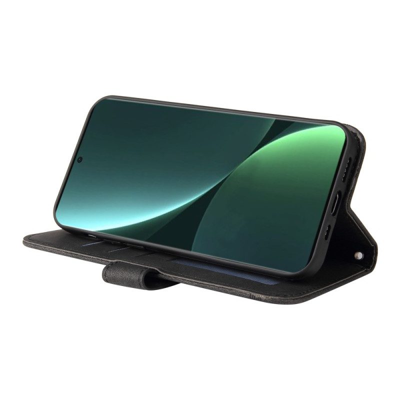 Custodia in pelle Xiaomi 13 Pro Stile In Pelle Con Rivetto Decorativo