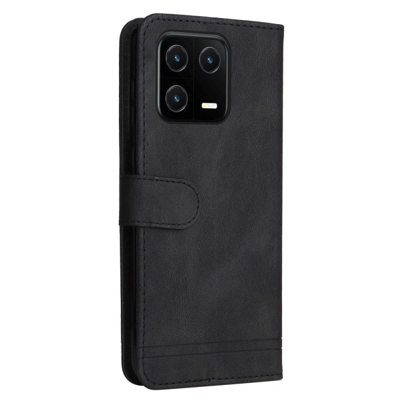 Custodia in pelle Xiaomi 13 Pro Stile In Pelle Con Rivetto Decorativo