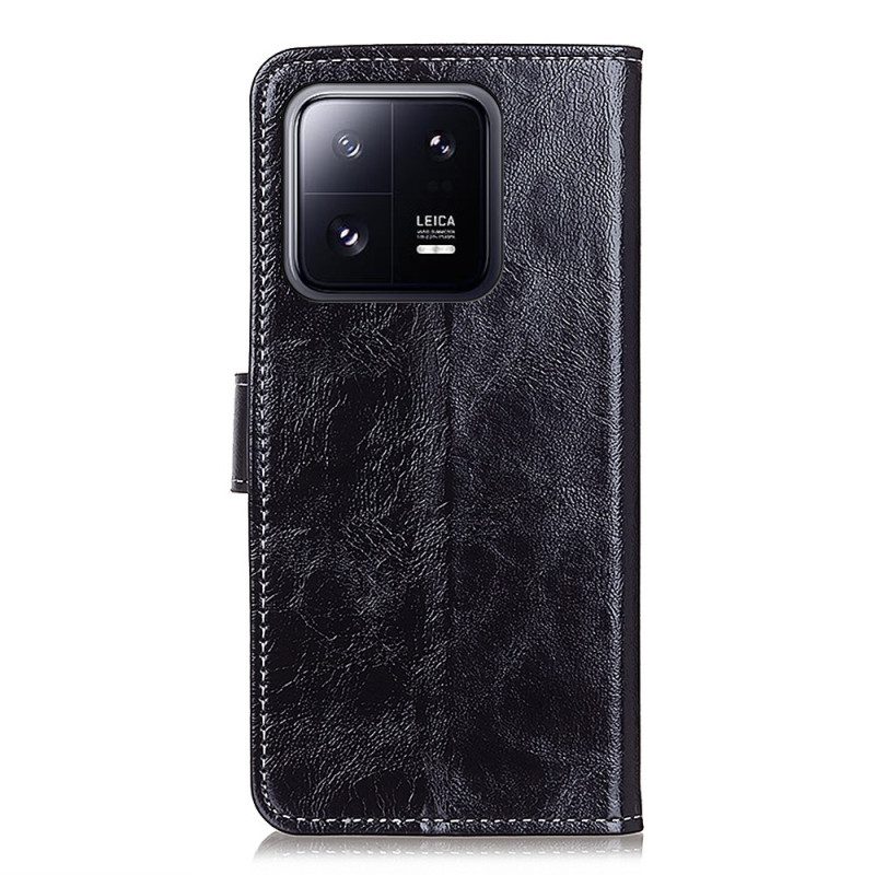Custodia in pelle Xiaomi 13 Pro Verniciato Con Cuciture A Vista
