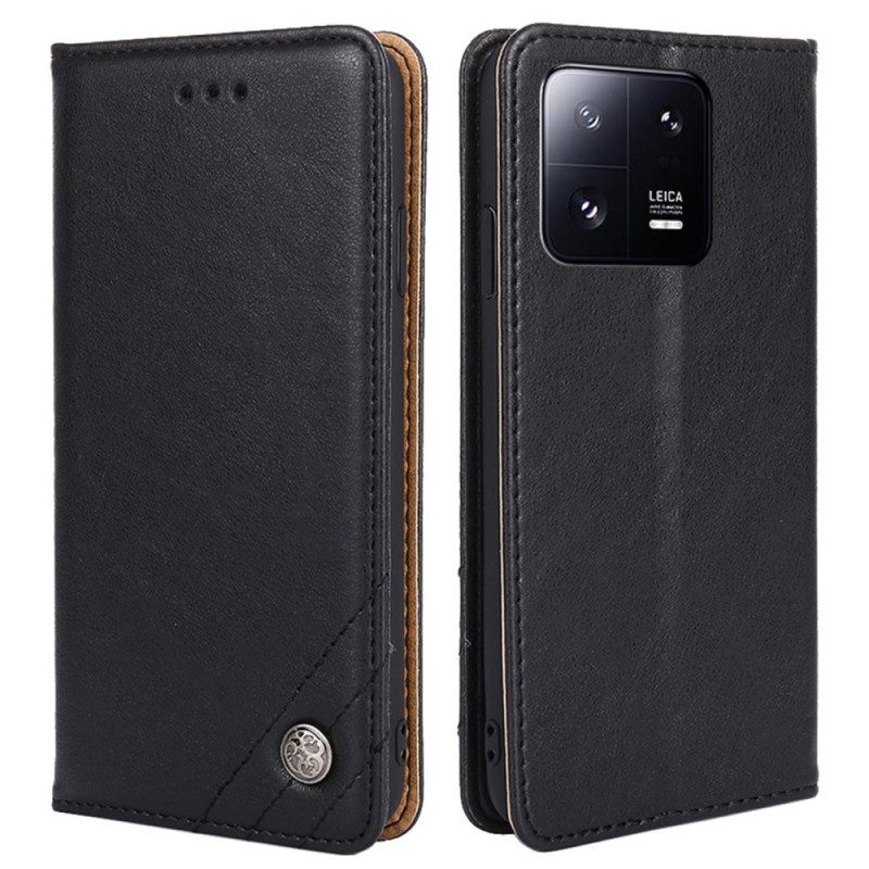Folio Cover Xiaomi 13 Pro Custodia in pelle Rivetti Decorativi