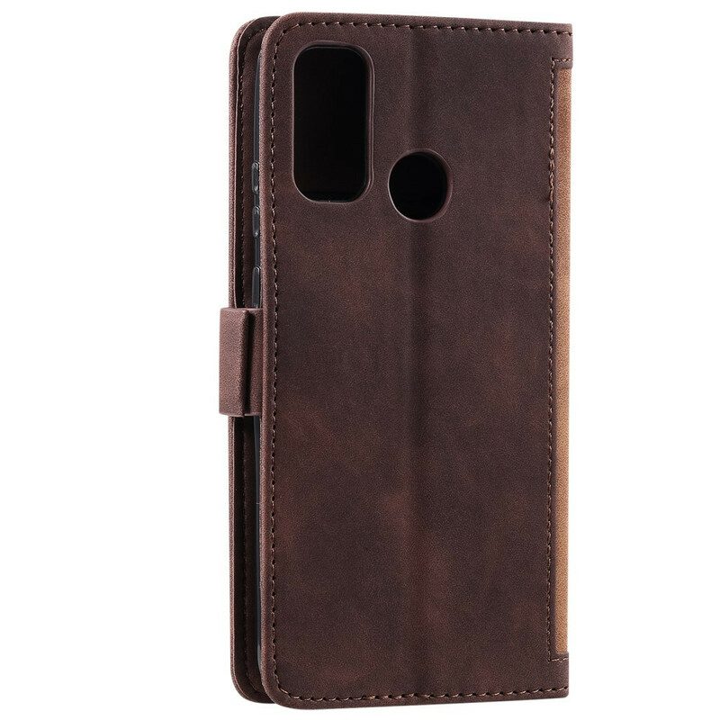 Custodia in pelle Samsung Galaxy A21s Contorni Rinforzati In Ecopelle Bicolore