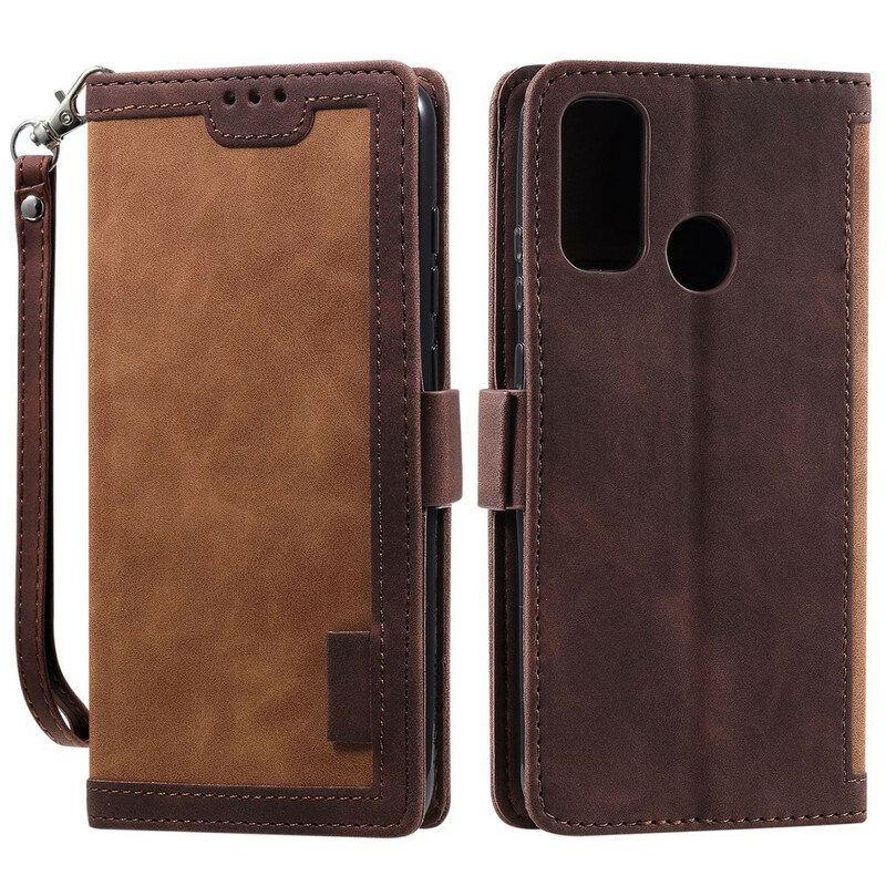 Custodia in pelle Samsung Galaxy A21s Contorni Rinforzati In Ecopelle Bicolore