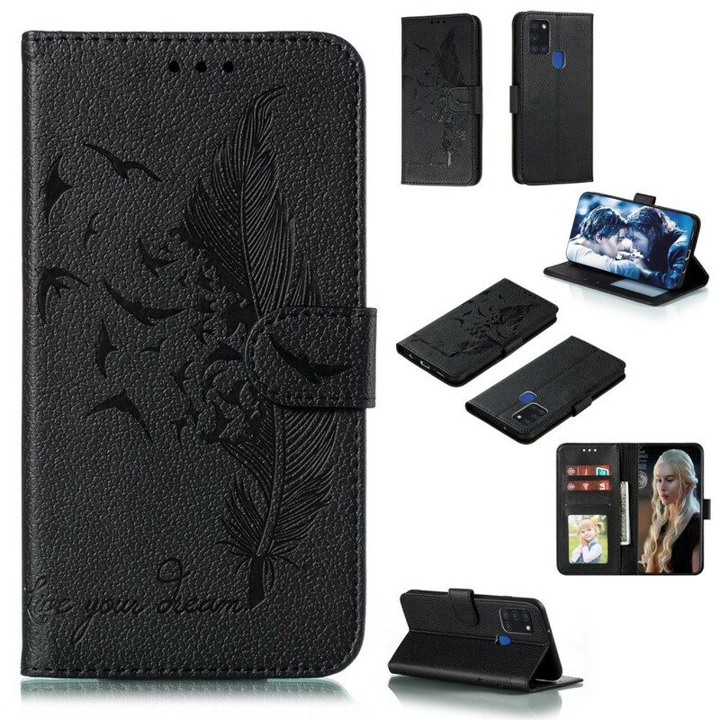 Custodia in pelle Samsung Galaxy A21s Ecopelle Vivi Il Tuo Sogno