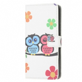 Custodia in pelle Samsung Galaxy A21s Famiglia Di Gufi