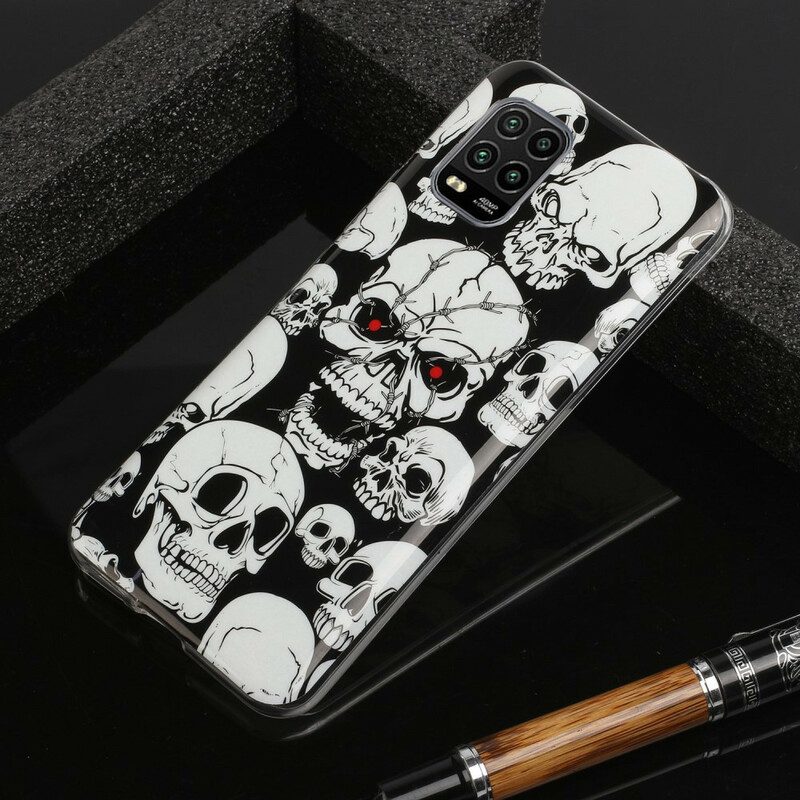 Cover Xiaomi Mi 10 Lite Attenzione Teschi Fluorescenti