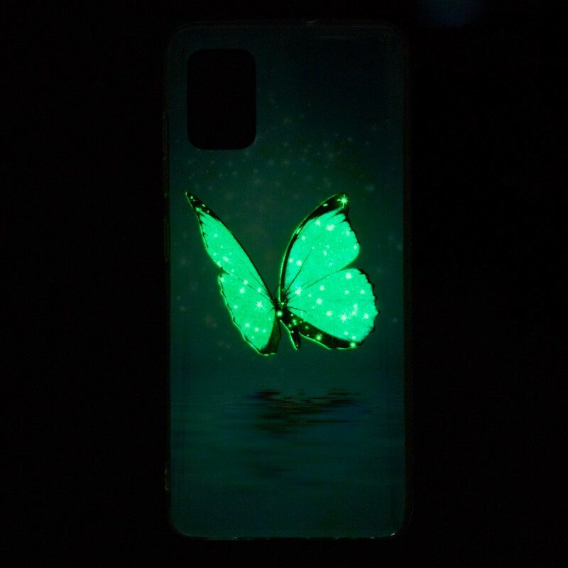 Cover Xiaomi Mi 10 Lite Farfalla Blu Fluorescente