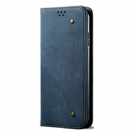 Folio Cover Xiaomi Mi 10 Lite Custodia in pelle Tessuto Denim