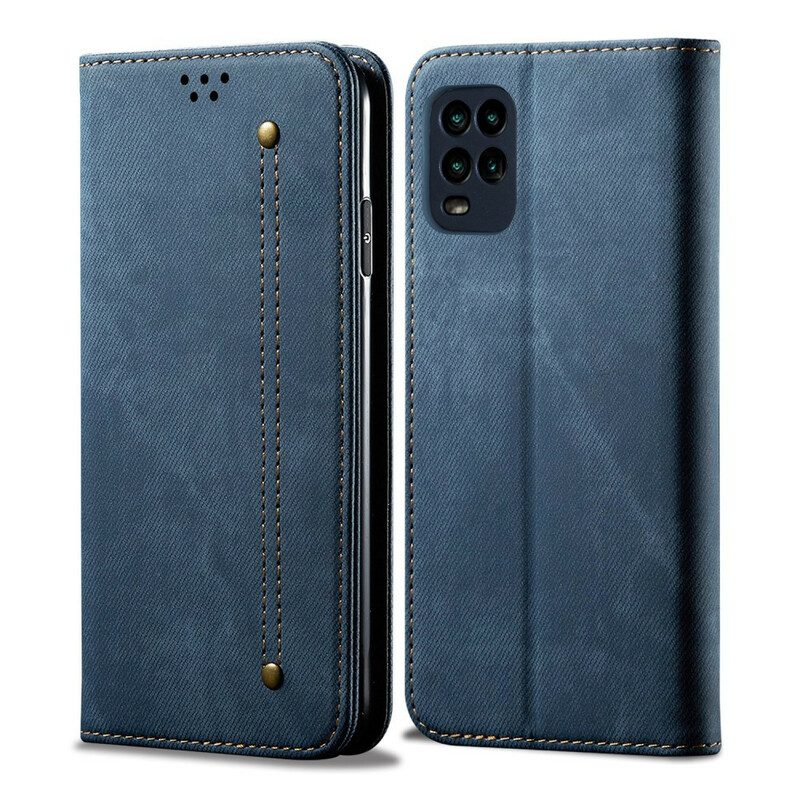 Folio Cover Xiaomi Mi 10 Lite Custodia in pelle Tessuto Denim