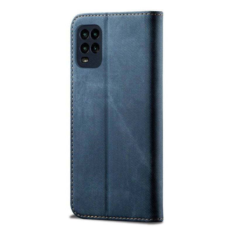 Folio Cover Xiaomi Mi 10 Lite Custodia in pelle Tessuto Denim
