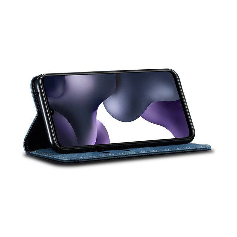 Folio Cover Xiaomi Mi 10 Lite Custodia in pelle Tessuto Denim