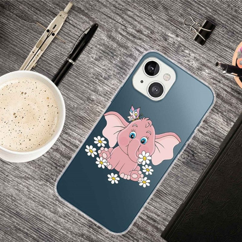 Cover iPhone 14 Plus Elefante Rosa Senza Cuciture