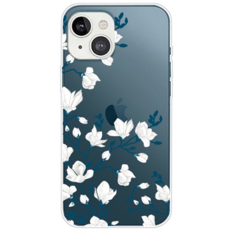 Cover iPhone 14 Plus Fiori Bianchi