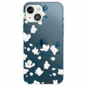 Cover iPhone 14 Plus Fiori Bianchi