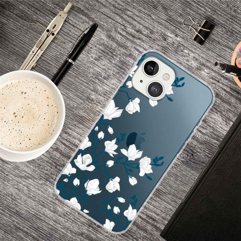 Cover iPhone 14 Plus Fiori Bianchi