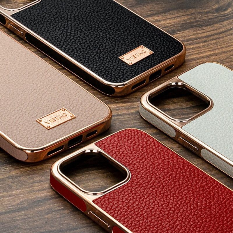 Cover iPhone 14 Plus Vietao Effetto Pelle Litchi