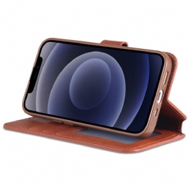 Custodia in pelle iPhone 14 Plus Azns Classico Effetto Pelle