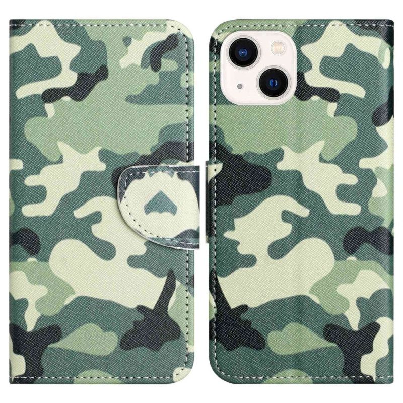 Custodia in pelle iPhone 14 Plus Camuffamento Militare