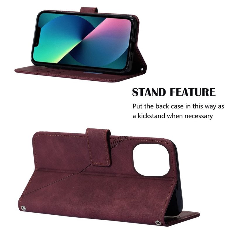 Custodia in pelle iPhone 14 Plus Effetto Pelle Piramidale