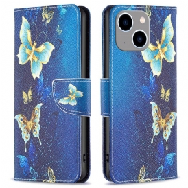 Custodia in pelle iPhone 14 Plus Farfalle Del Mondo