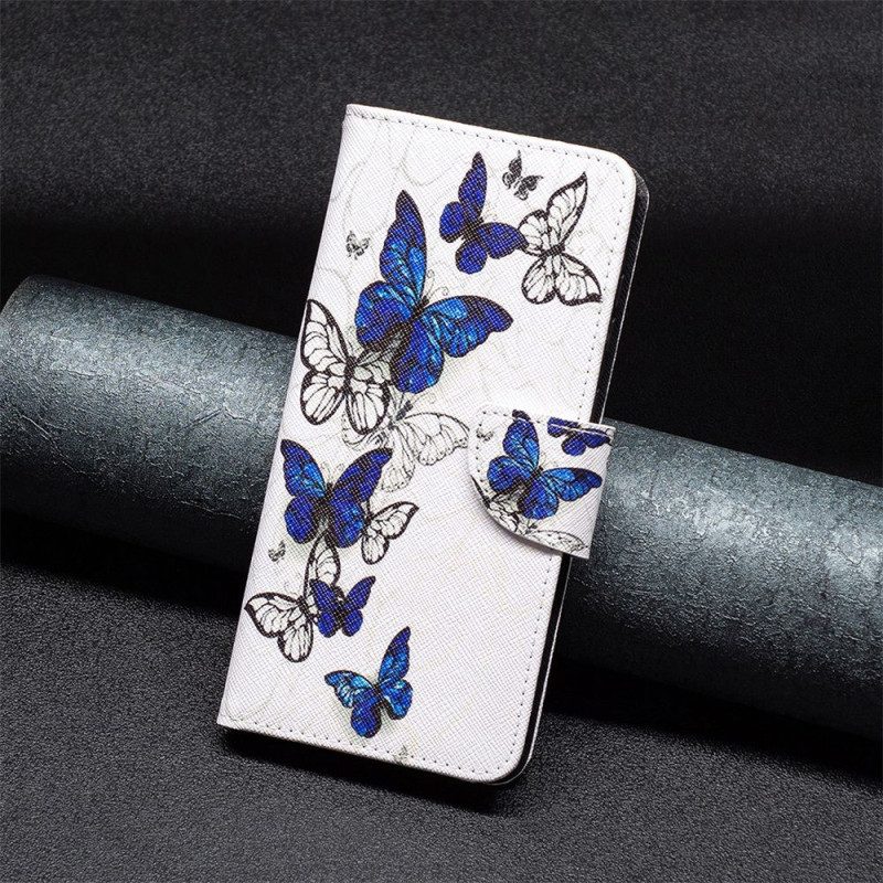 Custodia in pelle iPhone 14 Plus Farfalle Del Mondo