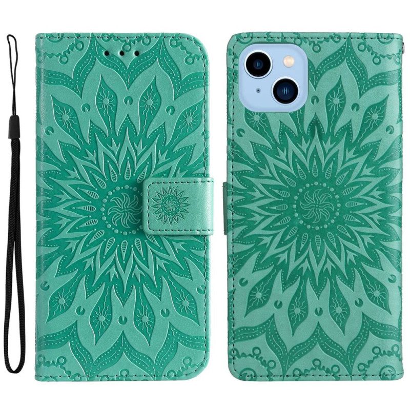 Custodia in pelle iPhone 14 Plus Fiore Del Sole