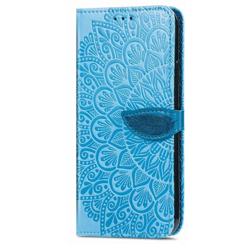 Custodia in pelle iPhone 14 Plus Foglie Tribali