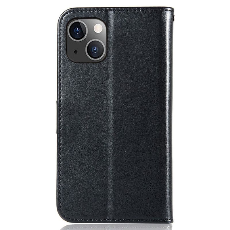 Custodia in pelle iPhone 14 Plus Gufo Acchiappasogni Con Cinturino