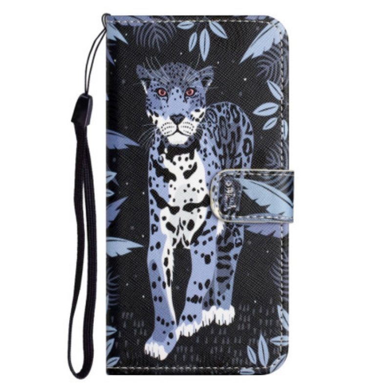 Custodia in pelle iPhone 14 Plus Leopardo Con Spalline