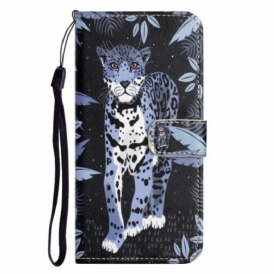 Custodia in pelle iPhone 14 Plus Leopardo Con Spalline