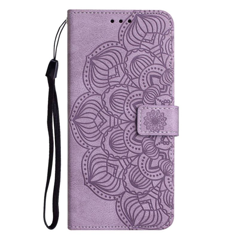 Custodia in pelle iPhone 14 Plus Mandala Con Cordino