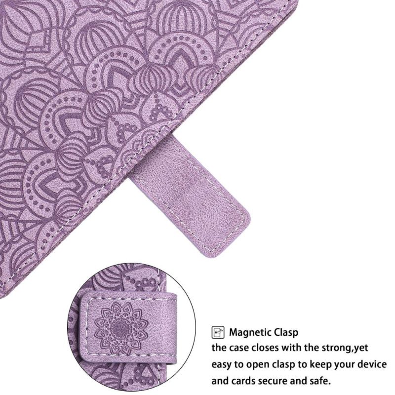 Custodia in pelle iPhone 14 Plus Mandala Con Cordino