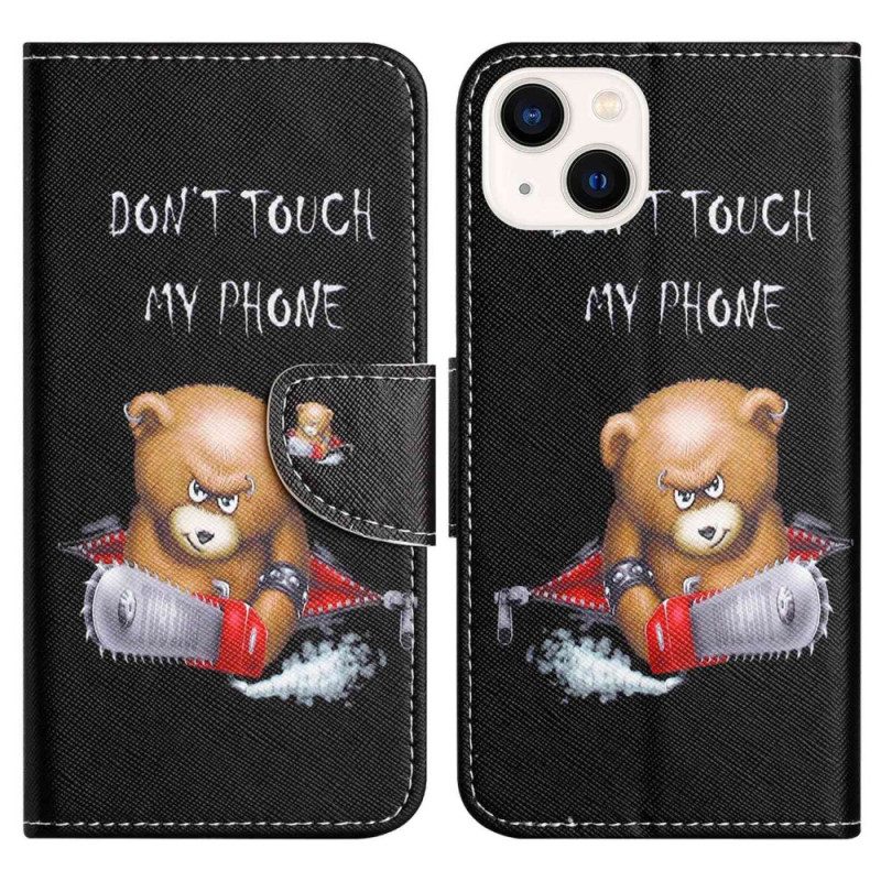 Custodia in pelle iPhone 14 Plus Orso Pericoloso