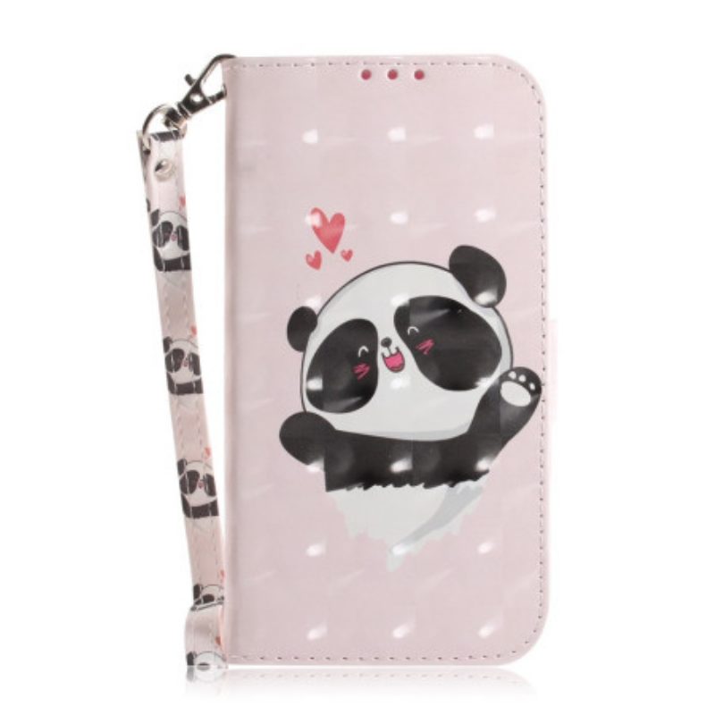 Custodia in pelle iPhone 14 Plus Panda Strappy