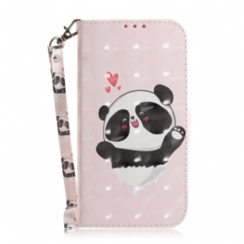 Custodia in pelle iPhone 14 Plus Panda Strappy