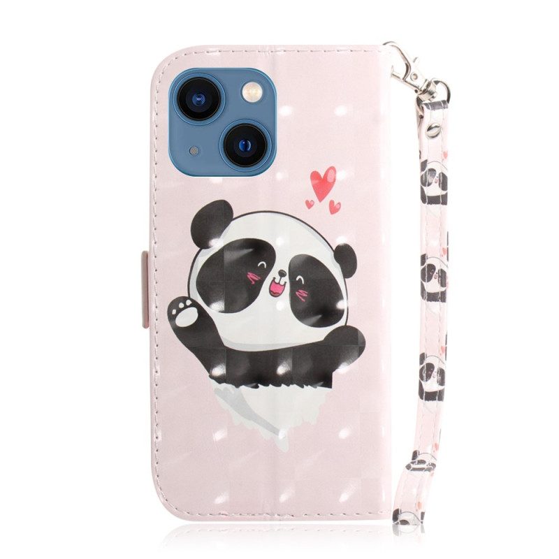 Custodia in pelle iPhone 14 Plus Panda Strappy