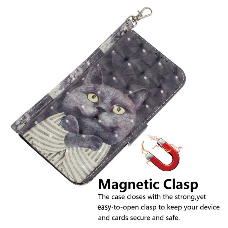Custodia in pelle iPhone 14 Plus Perizoma Gatti