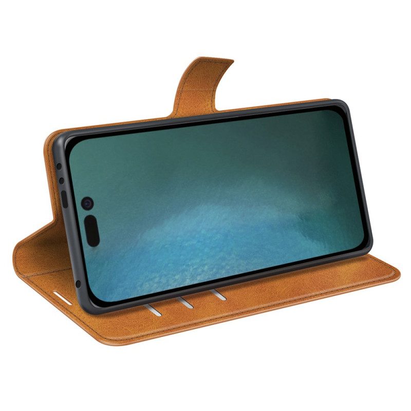 Custodia in pelle iPhone 14 Plus Sottile Effetto Pelle Estremo