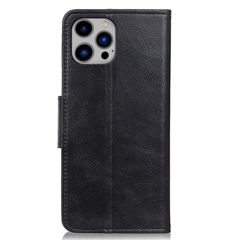 Folio Cover iPhone 14 Plus Chiusura Reversibile Effetto Pelle