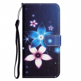 Folio Cover iPhone 14 Plus Cinturino Lunare Fiori