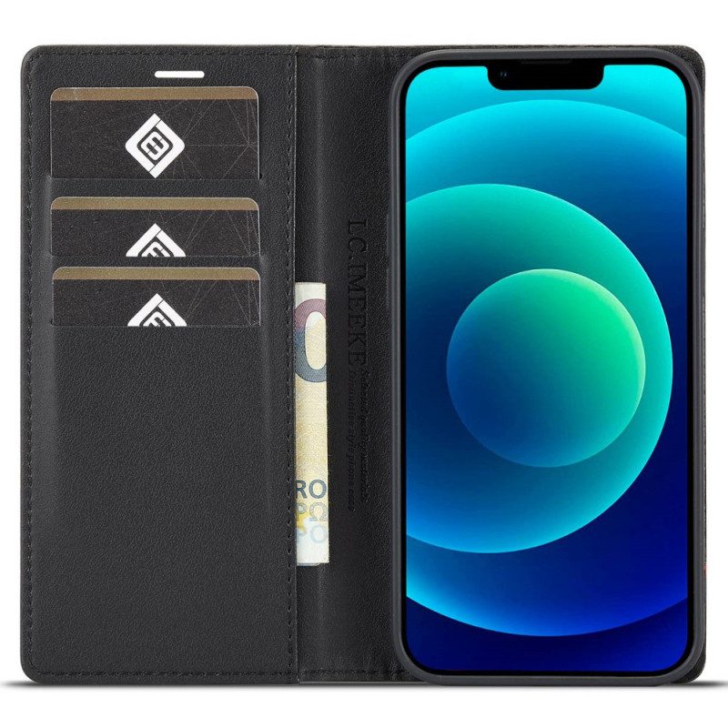 Folio Cover iPhone 14 Plus Custodia in pelle Fibra Di Carbonio