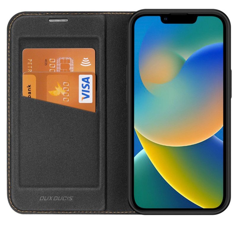 Folio Cover iPhone 14 Plus Custodia in pelle Porta Carte Doppio Dux Ducis