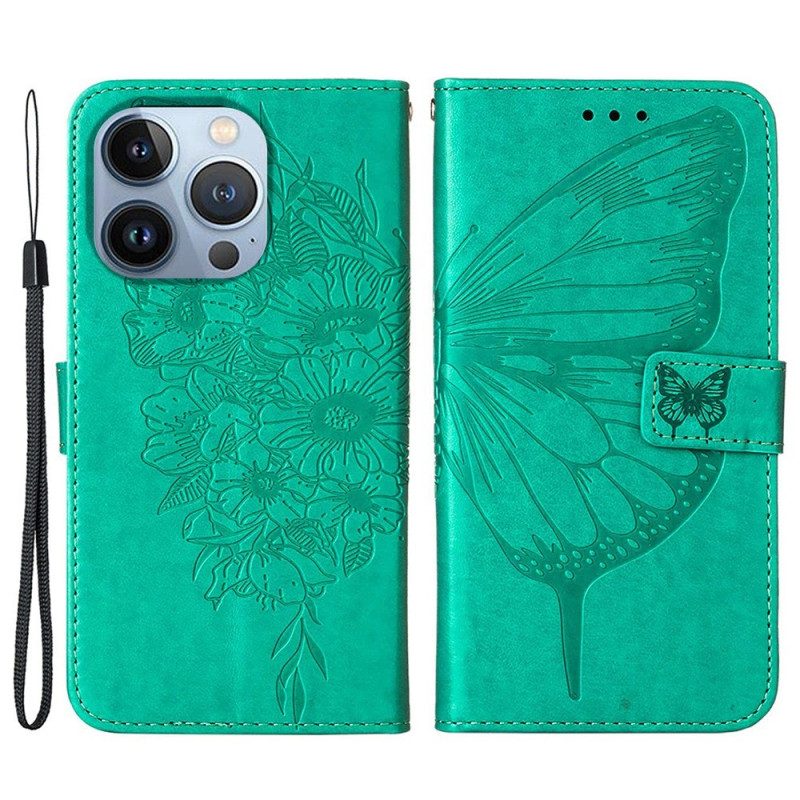 Folio Cover iPhone 14 Plus Disegno Farfalla