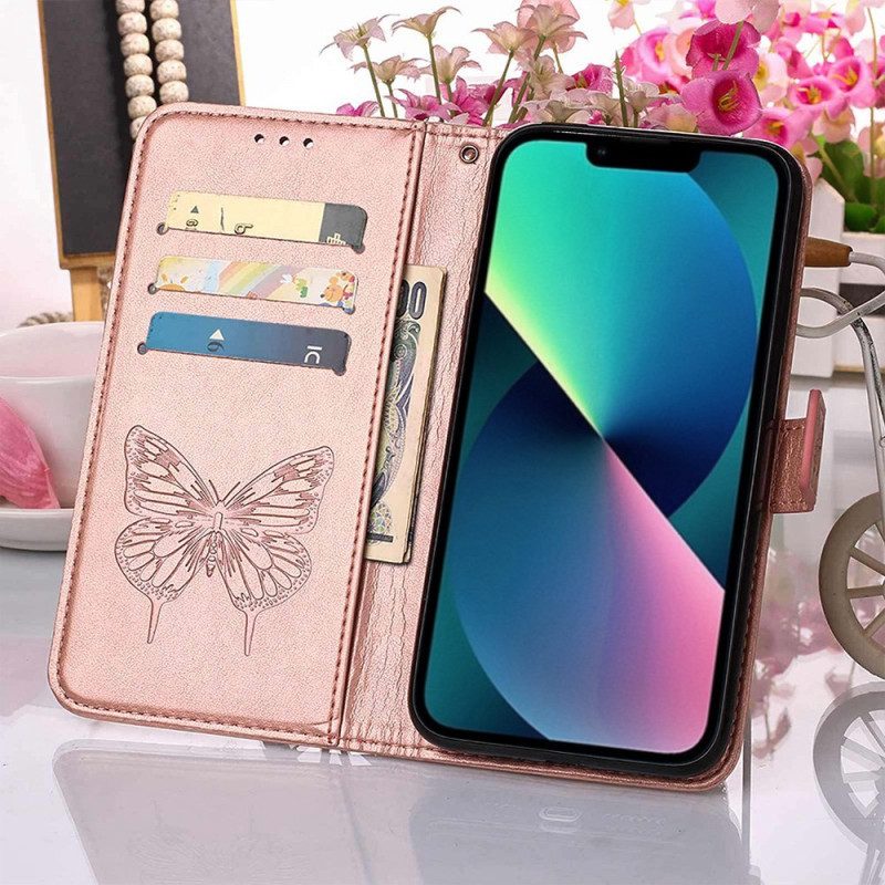 Folio Cover iPhone 14 Plus Disegno Farfalla