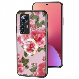 Cover Xiaomi 12 / 12X Vetro Temperato Con Anello A Fiore