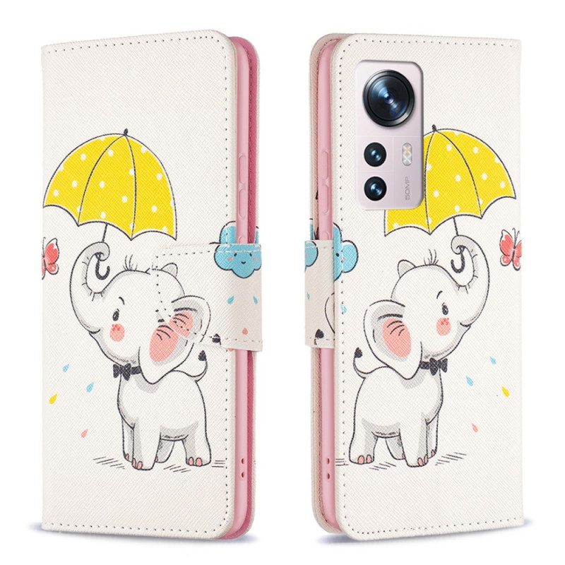 Custodia in pelle Xiaomi 12 / 12X Cucciolo Di Elefante