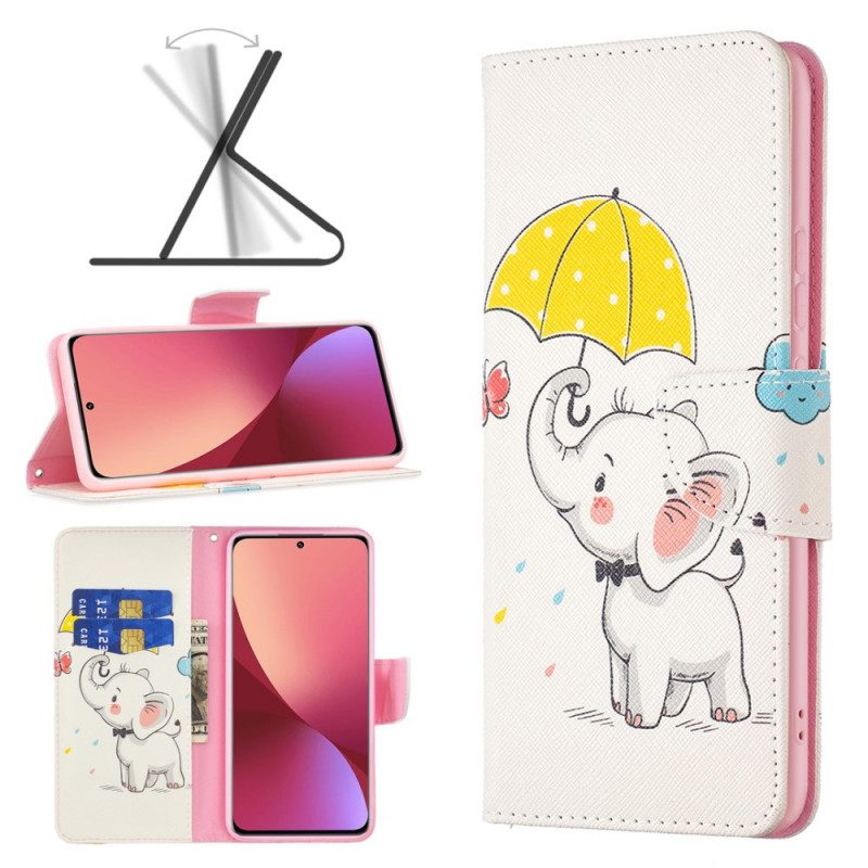 Custodia in pelle Xiaomi 12 / 12X Cucciolo Di Elefante