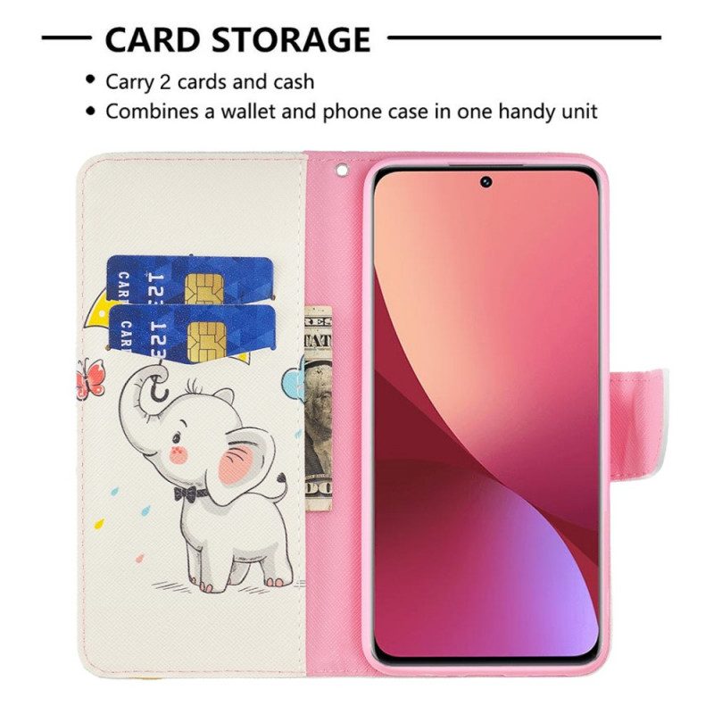 Custodia in pelle Xiaomi 12 / 12X Cucciolo Di Elefante